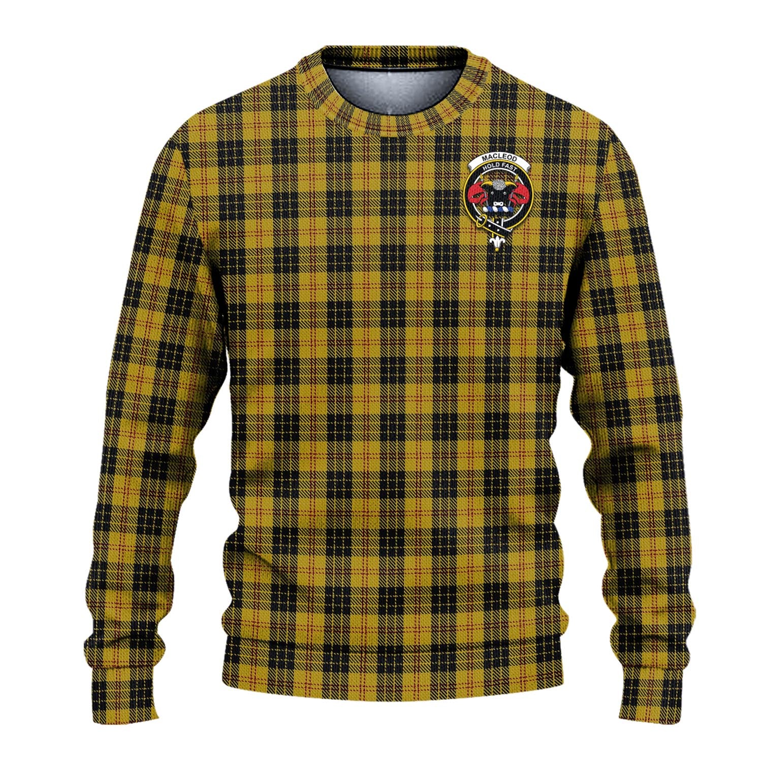 MacLeod Tartan Knitted Sweater with Family Crest - Tartanvibesclothing