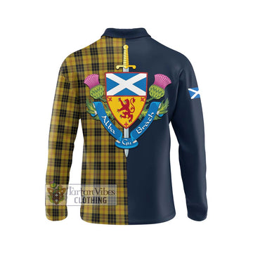 MacLeod Tartan Long Sleeve Polo Shirt Alba with Scottish Lion Royal Arm Half Style