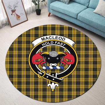 MacLeod Tartan Round Rug with Family Crest