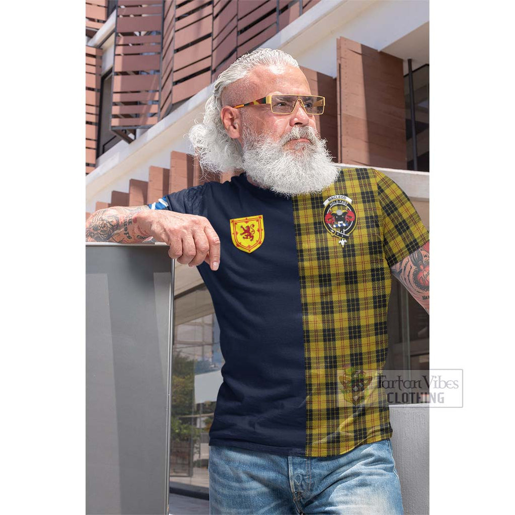 Tartan Vibes Clothing MacLeod Tartan Cotton T-shirt with Scottish Lion Royal Arm Half Style