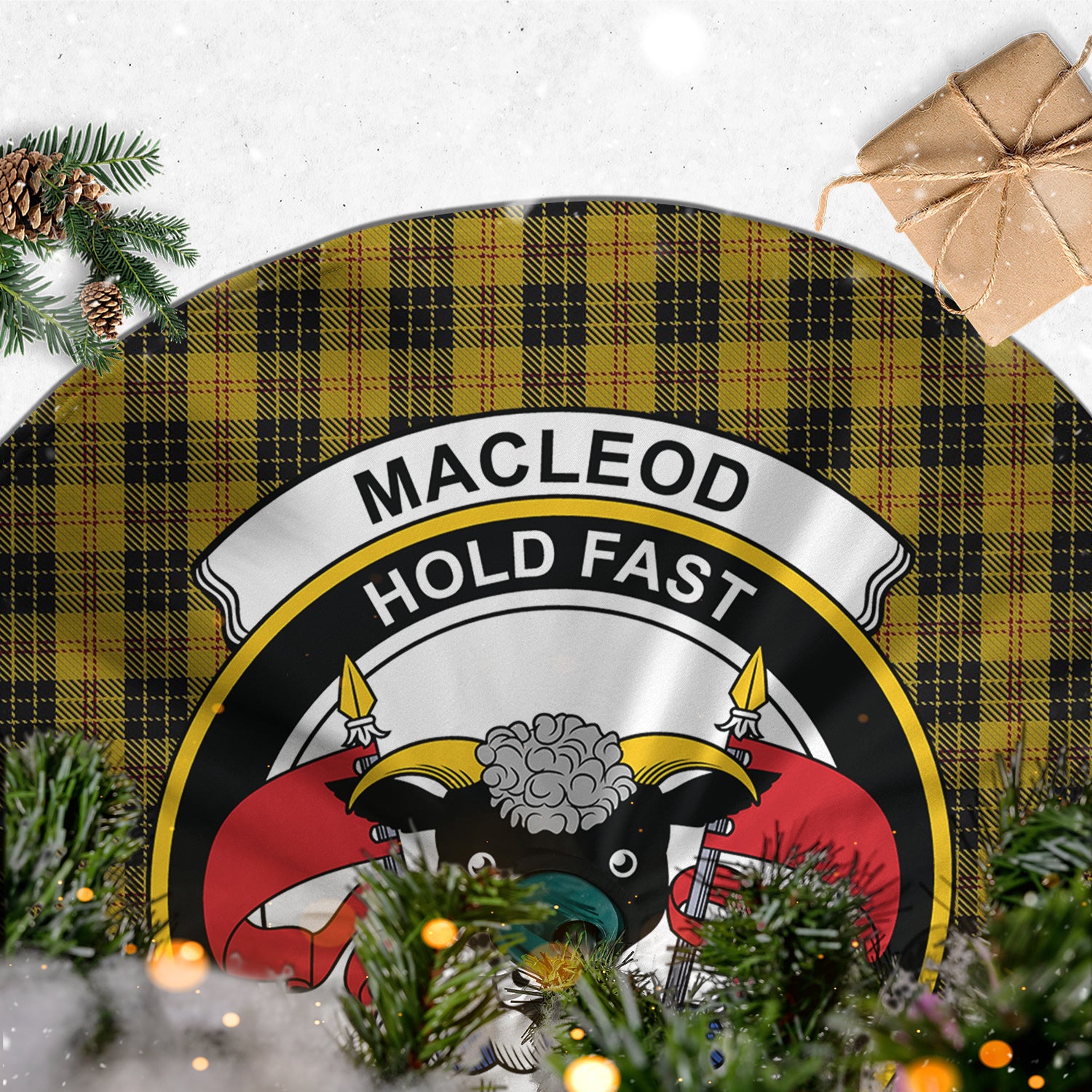 MacLeod Tartan Christmas Tree Skirt with Family Crest - Tartanvibesclothing