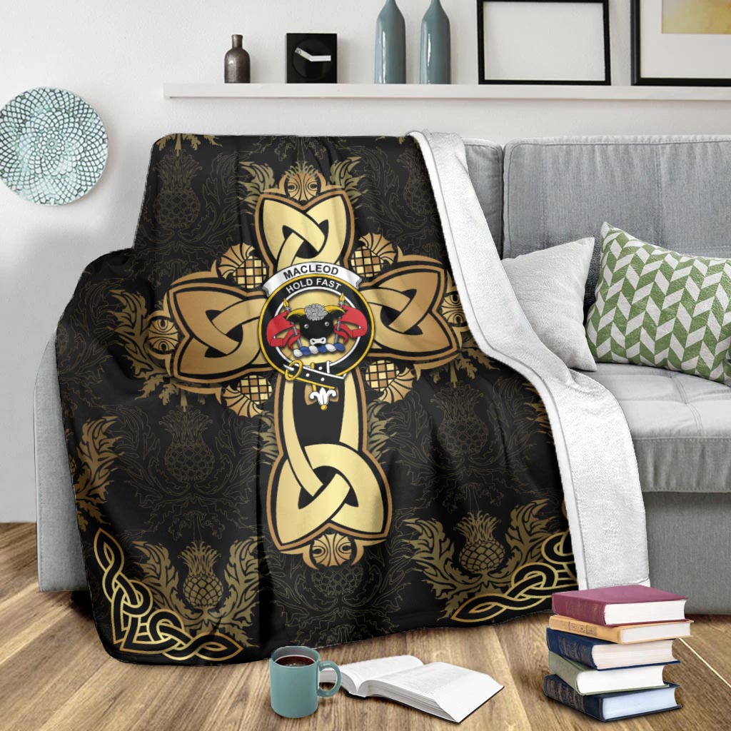 MacLeod Clan Blanket Gold Thistle Celtic Style - Tartanvibesclothing