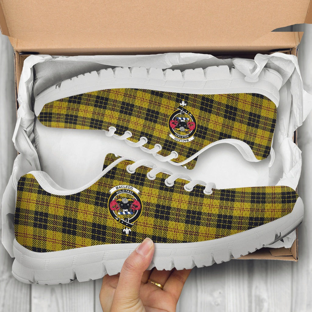 MacLeod Tartan Sneakers with Family Crest - Tartan Vibes Clothing