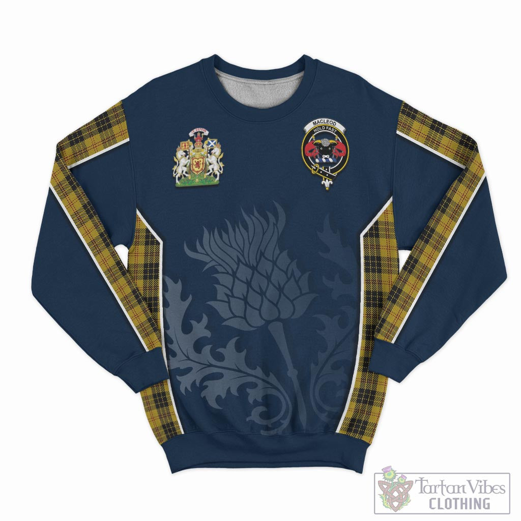 Tartan Vibes Clothing MacLeod Tartan Sweatshirt with Family Crest and Scottish Thistle Vibes Sport Style