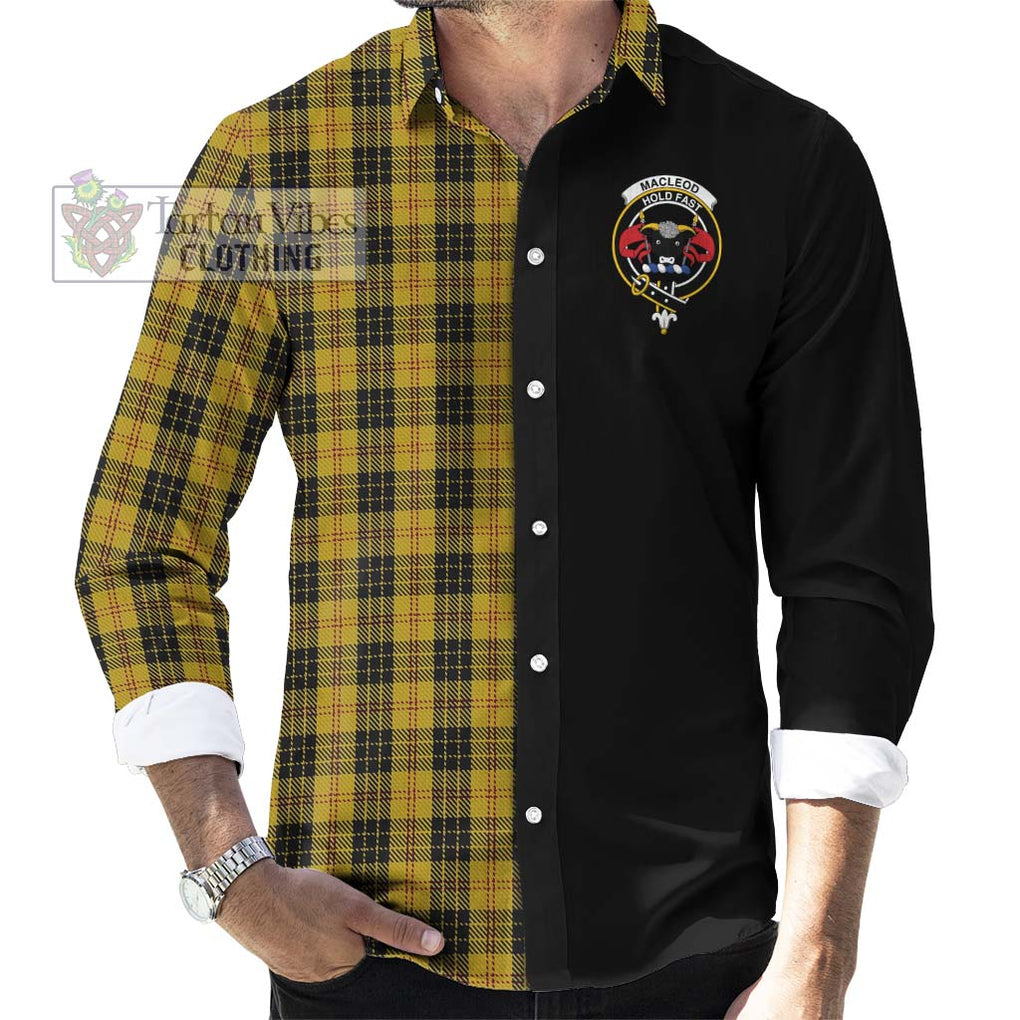 MacLeod Tartan Long Sleeve Button Shirt with Family Crest and Half Of Me Style - Tartanvibesclothing Shop