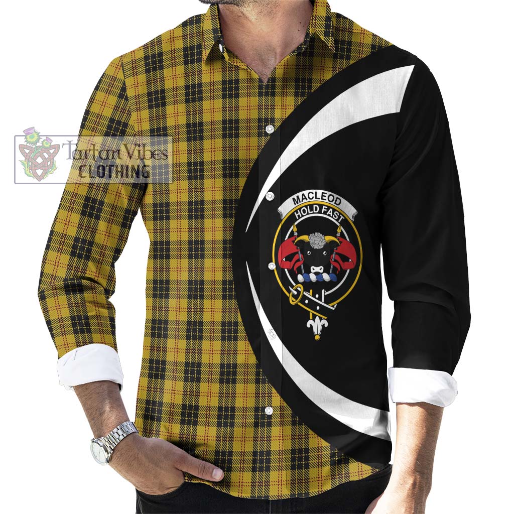 MacLeod Tartan Long Sleeve Button Up with Family Crest Circle Style - Tartan Vibes Clothing