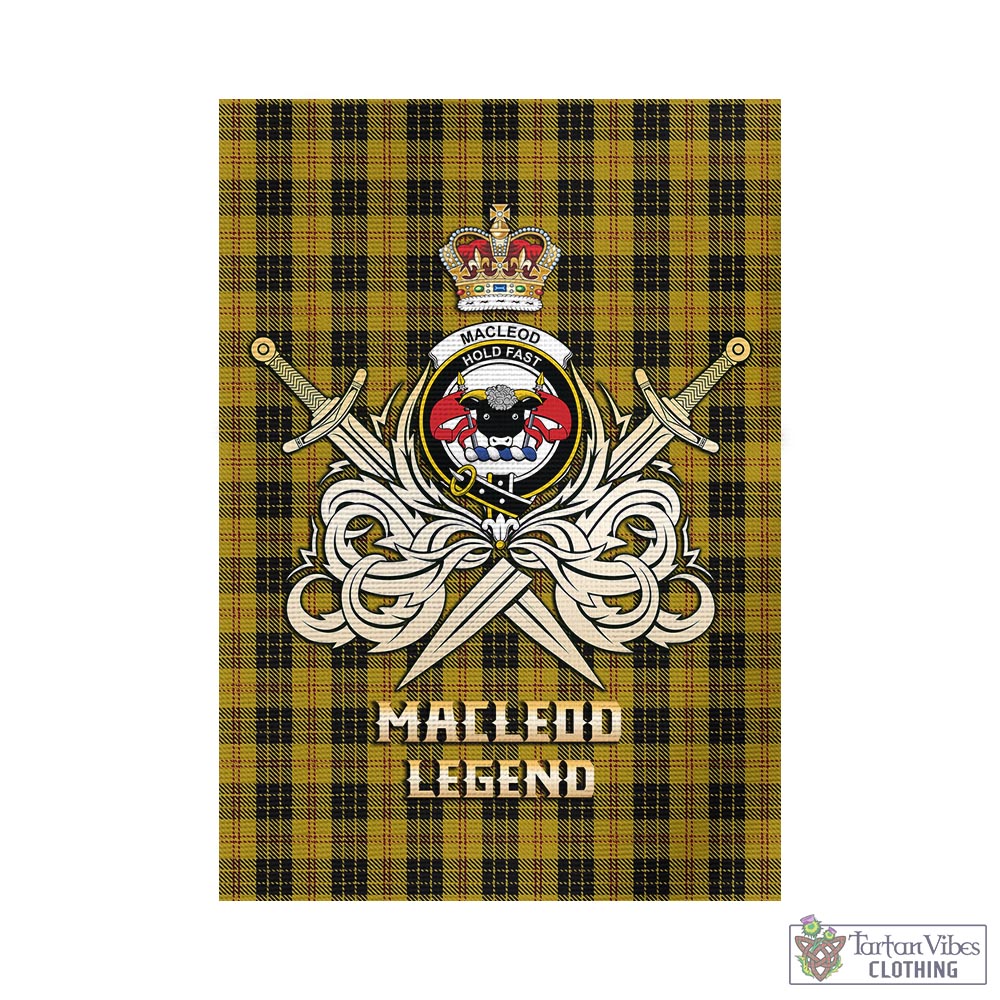 Tartan Vibes Clothing MacLeod Tartan Flag with Clan Crest and the Golden Sword of Courageous Legacy