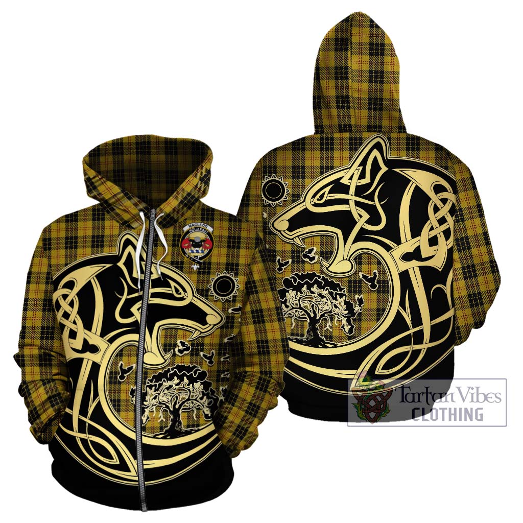 Tartan Vibes Clothing MacLeod Tartan Hoodie with Family Crest Celtic Wolf Style