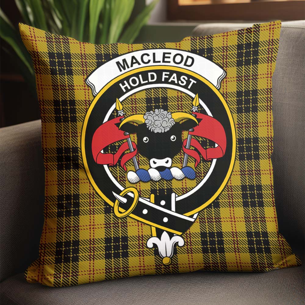 MacLeod Tartan Pillow Cover with Family Crest - Tartanvibesclothing