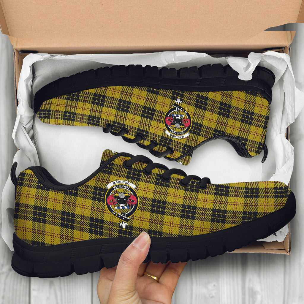 MacLeod Tartan Sneakers with Family Crest - Tartan Vibes Clothing