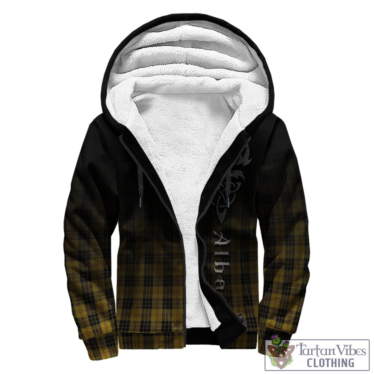 Tartan Vibes Clothing MacLeod Tartan Sherpa Hoodie Featuring Alba Gu Brath Family Crest Celtic Inspired