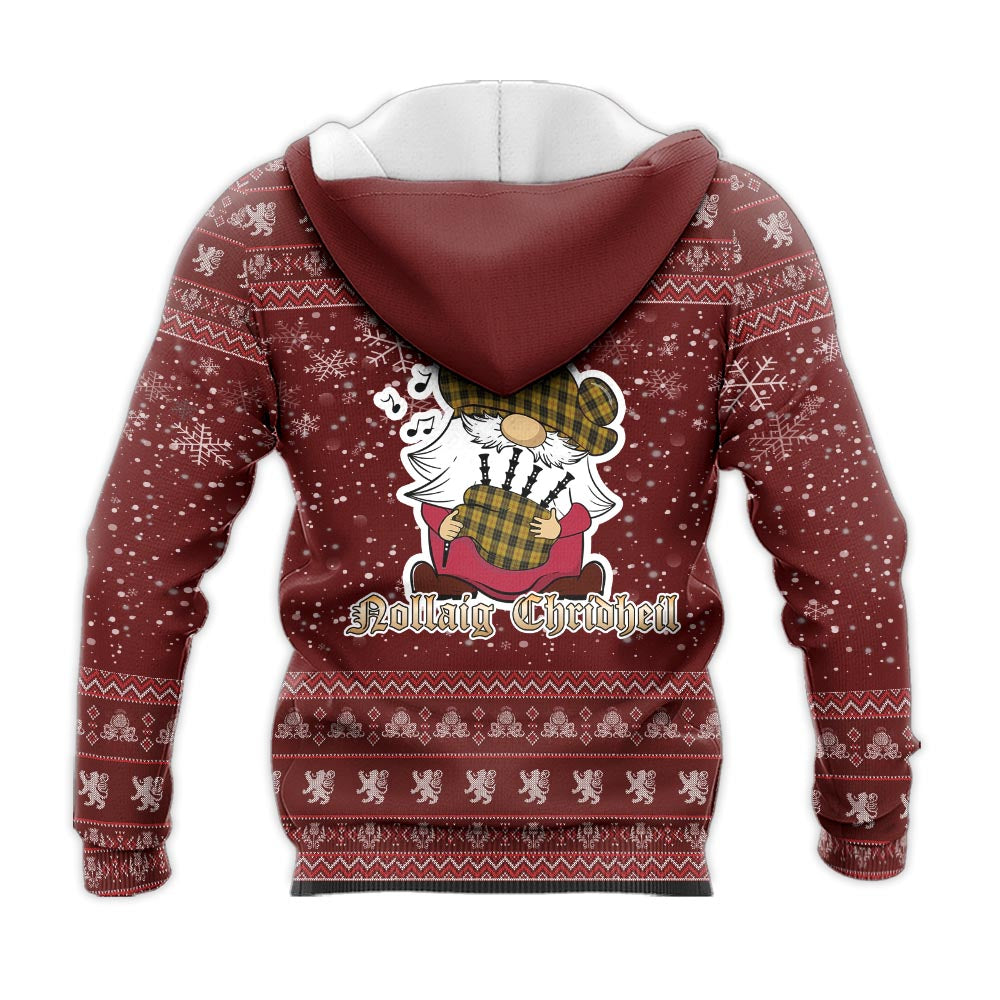 MacLeod Clan Christmas Knitted Hoodie with Funny Gnome Playing Bagpipes - Tartanvibesclothing