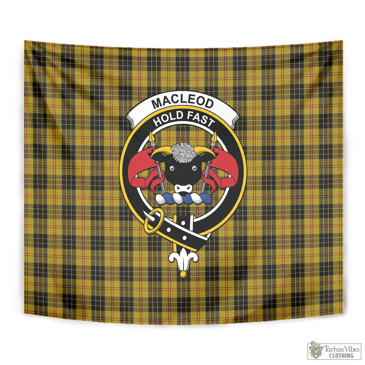 Tartan Vibes Clothing MacLeod Tartan Tapestry Wall Hanging and Home Decor for Room with Family Crest