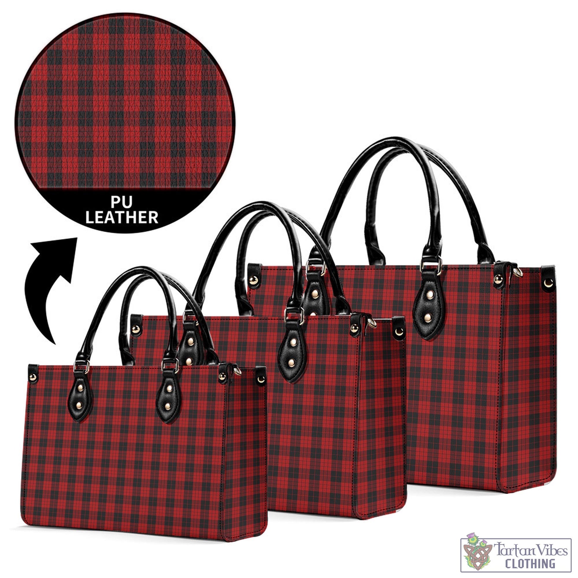 Tartan Vibes Clothing MacLeod Black and Red Tartan Luxury Leather Handbags