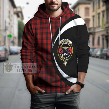 MacLeod Black and Red Tartan Hoodie with Family Crest Circle Style