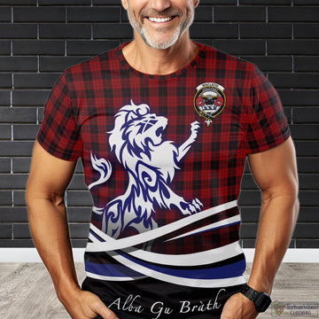 MacLeod Black and Red Tartan T-Shirt with Alba Gu Brath Regal Lion Emblem