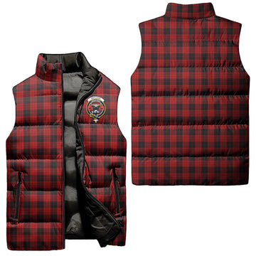 MacLeod Black and Red Tartan Sleeveless Puffer Jacket with Family Crest