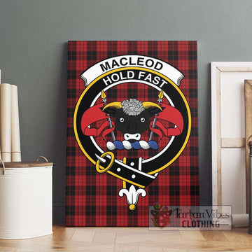 MacLeod Black and Red Tartan Canvas Print Wall Art with Family Crest