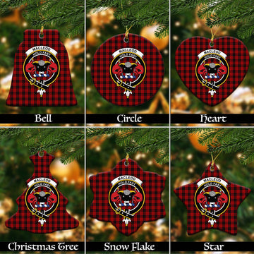 MacLeod Black and Red Tartan Christmas Ceramic Ornaments with Family Crest