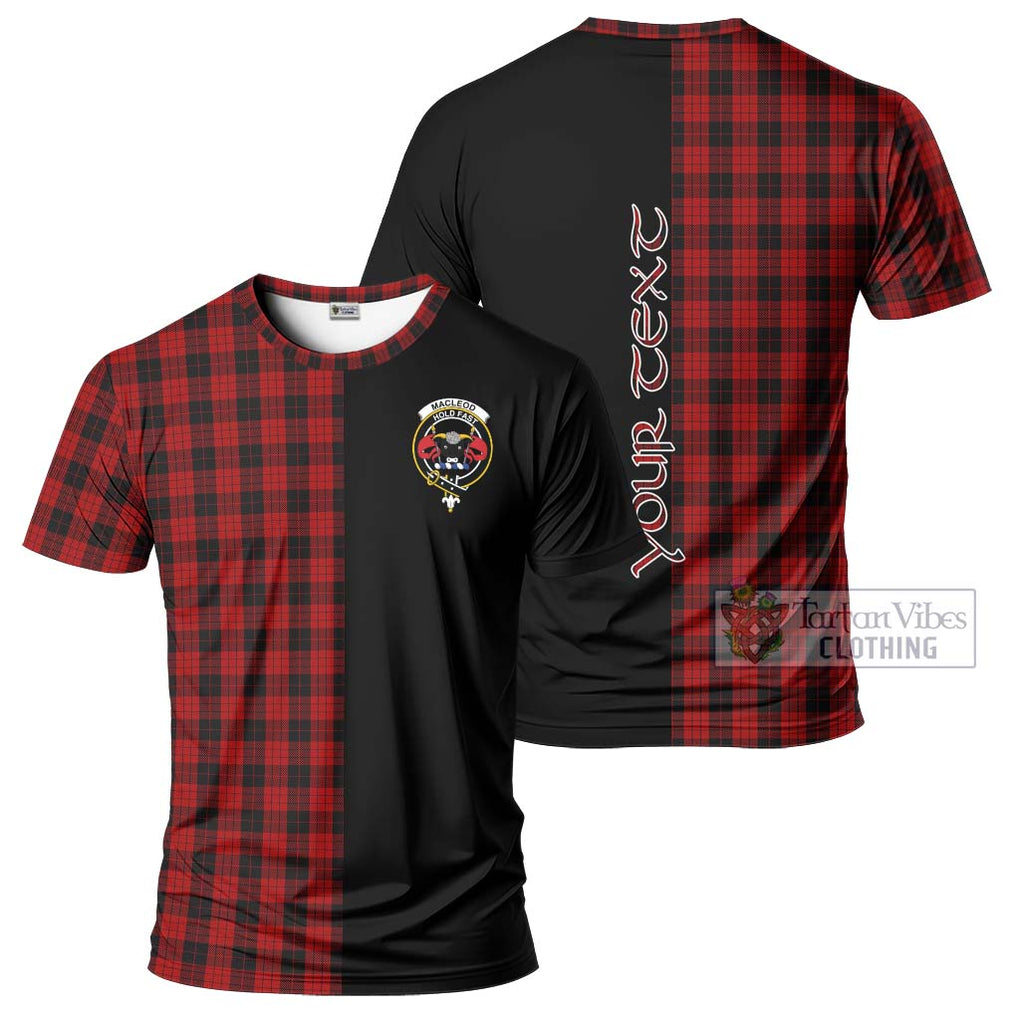 MacLeod Black and Red Tartan T-Shirt with Family Crest and Half Of Me Style Kid's Shirt - Tartanvibesclothing Shop