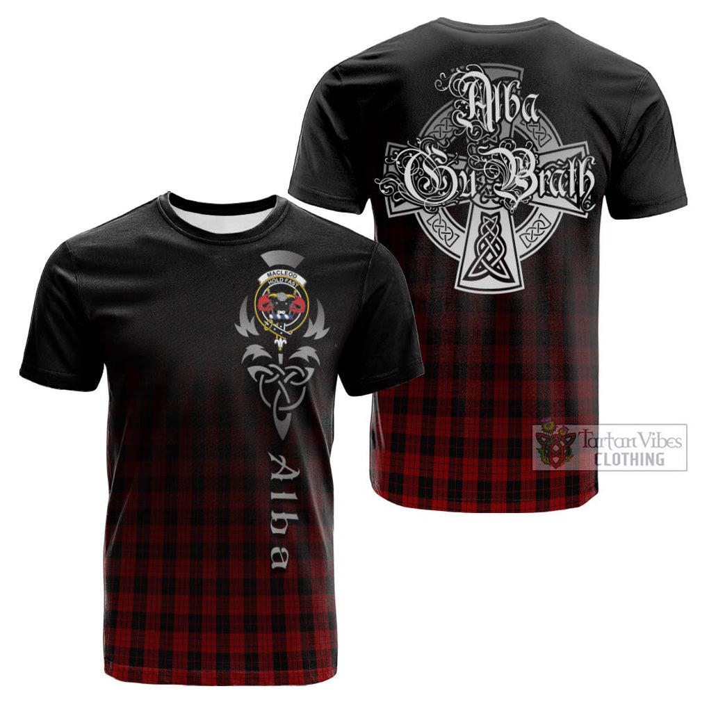 Tartan Vibes Clothing MacLeod Black and Red Tartan Cotton T-shirt Featuring Alba Gu Brath Family Crest Celtic Inspired