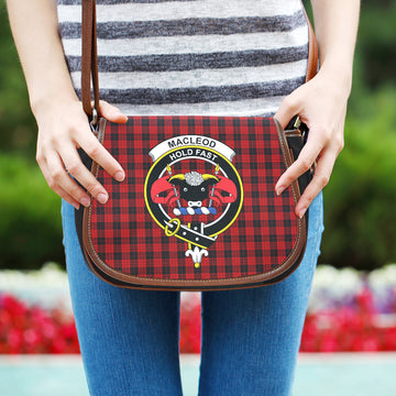 MacLeod Black and Red Tartan Saddle Bag with Family Crest