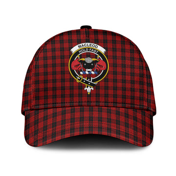 MacLeod Black and Red Tartan Classic Cap with Family Crest