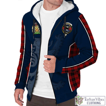 MacLeod Black and Red Tartan Sherpa Hoodie with Family Crest and Lion Rampant Vibes Sport Style