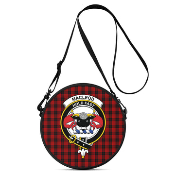 MacLeod Black and Red Tartan Round Satchel Bags with Family Crest