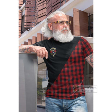 MacLeod Black and Red Tartan Cotton T-shirt with Family Crest and Military Logo Style