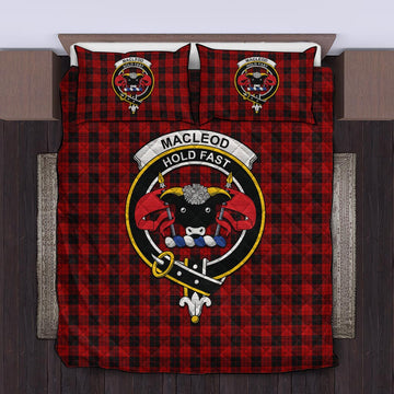 MacLeod Black and Red Tartan Quilt Bed Set with Family Crest