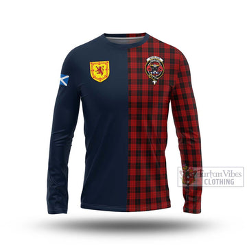 MacLeod Black and Red Tartan Long Sleeve T-Shirt Alba with Scottish Lion Royal Arm Half Style