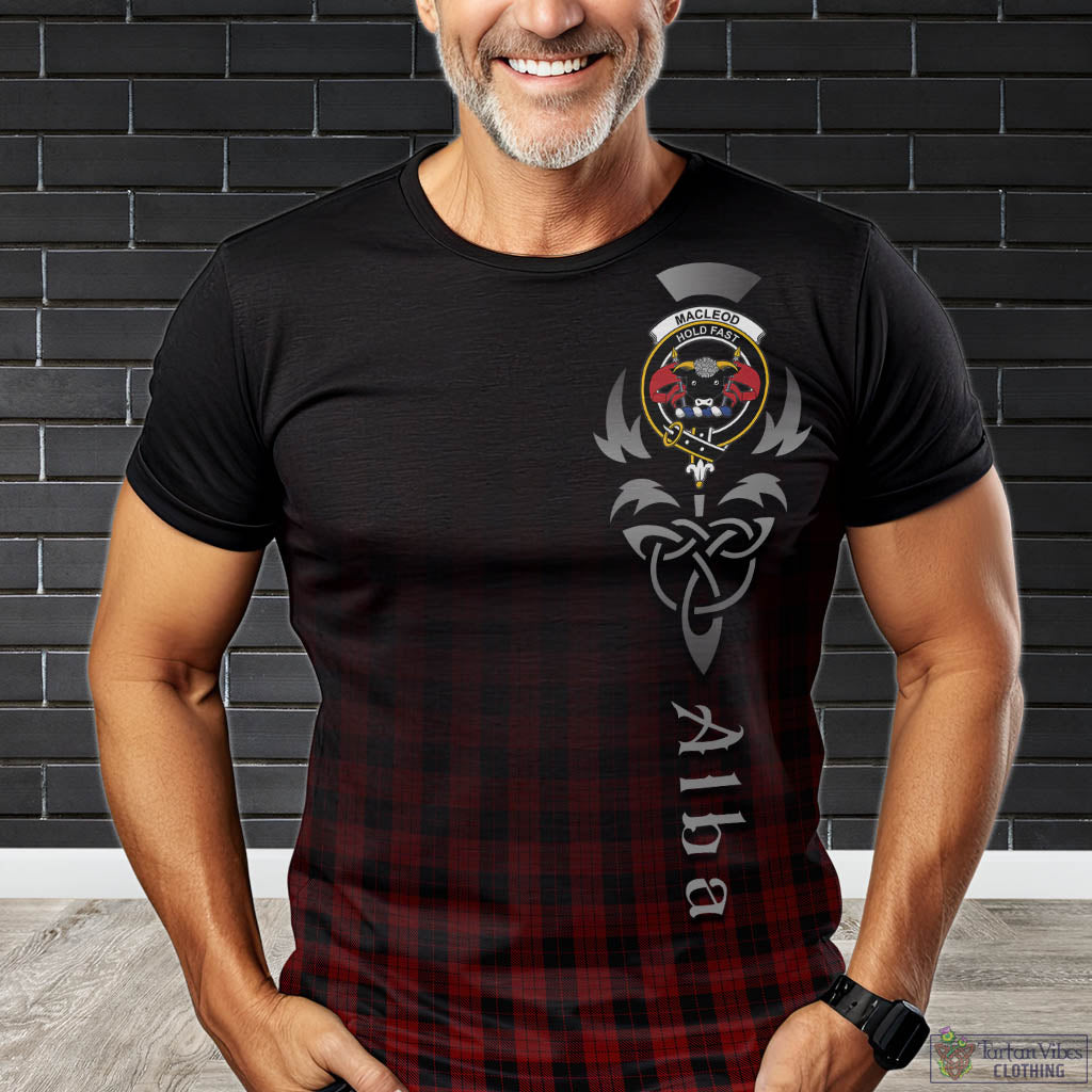 Tartan Vibes Clothing MacLeod Black and Red Tartan T-Shirt Featuring Alba Gu Brath Family Crest Celtic Inspired