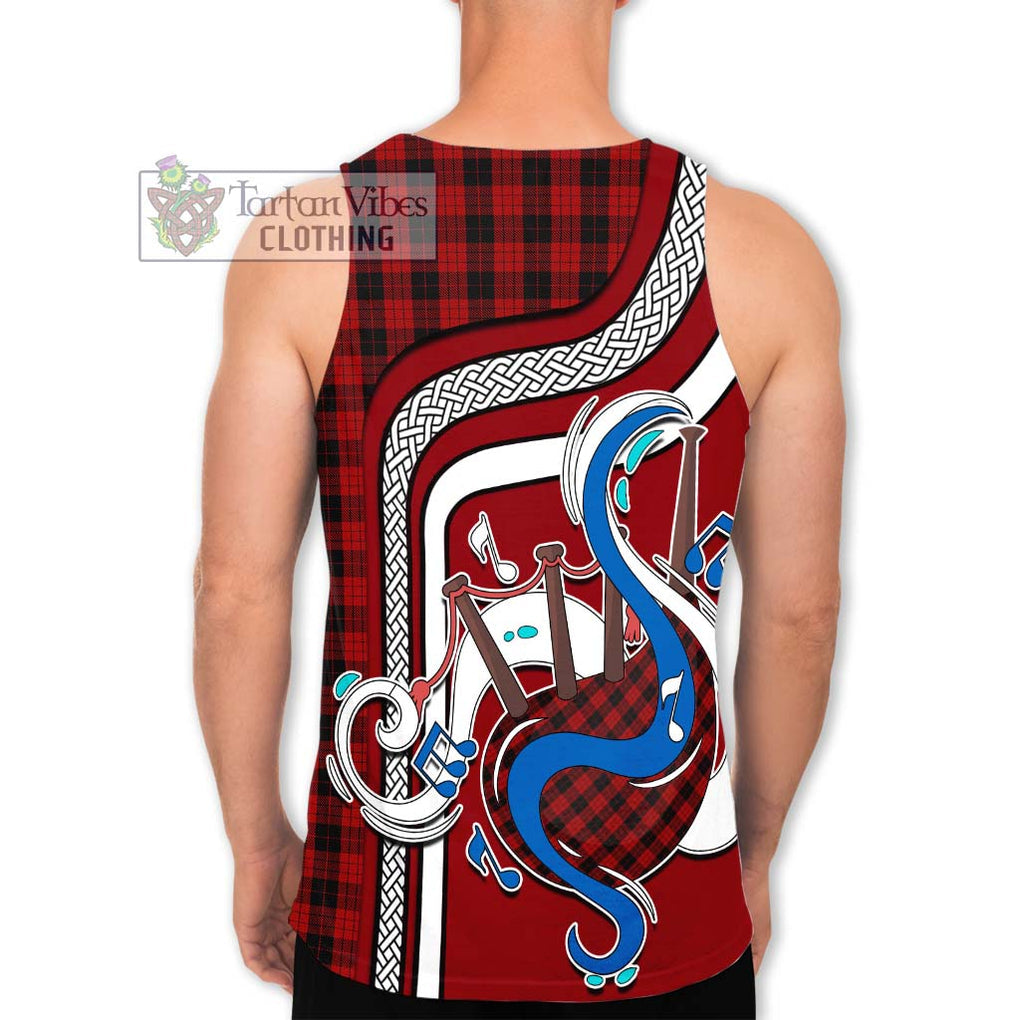 MacLeod Black and Red Tartan Men's Tank Top with Epic Bagpipe Style - Tartanvibesclothing Shop