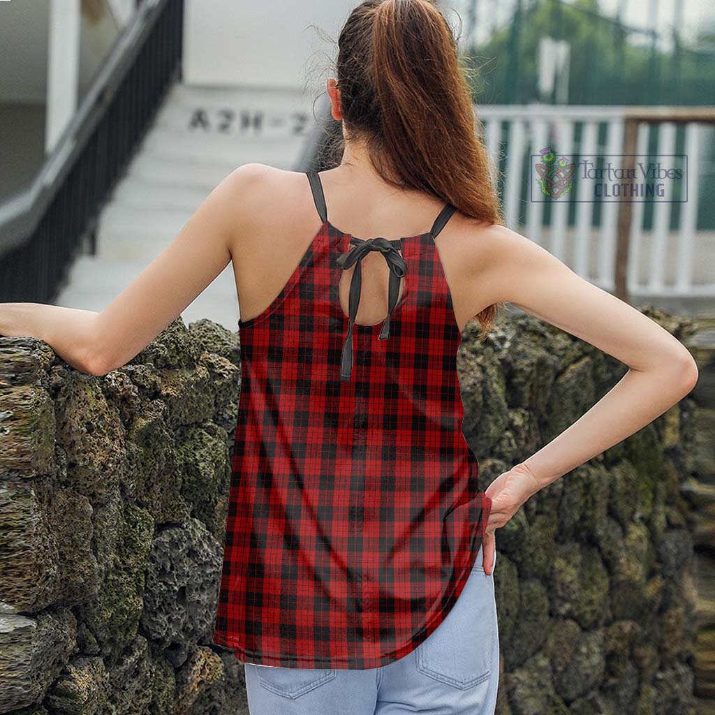 Tartan Vibes Clothing MacLeod Black and Red Tartan Loose Halter Neck Camisole