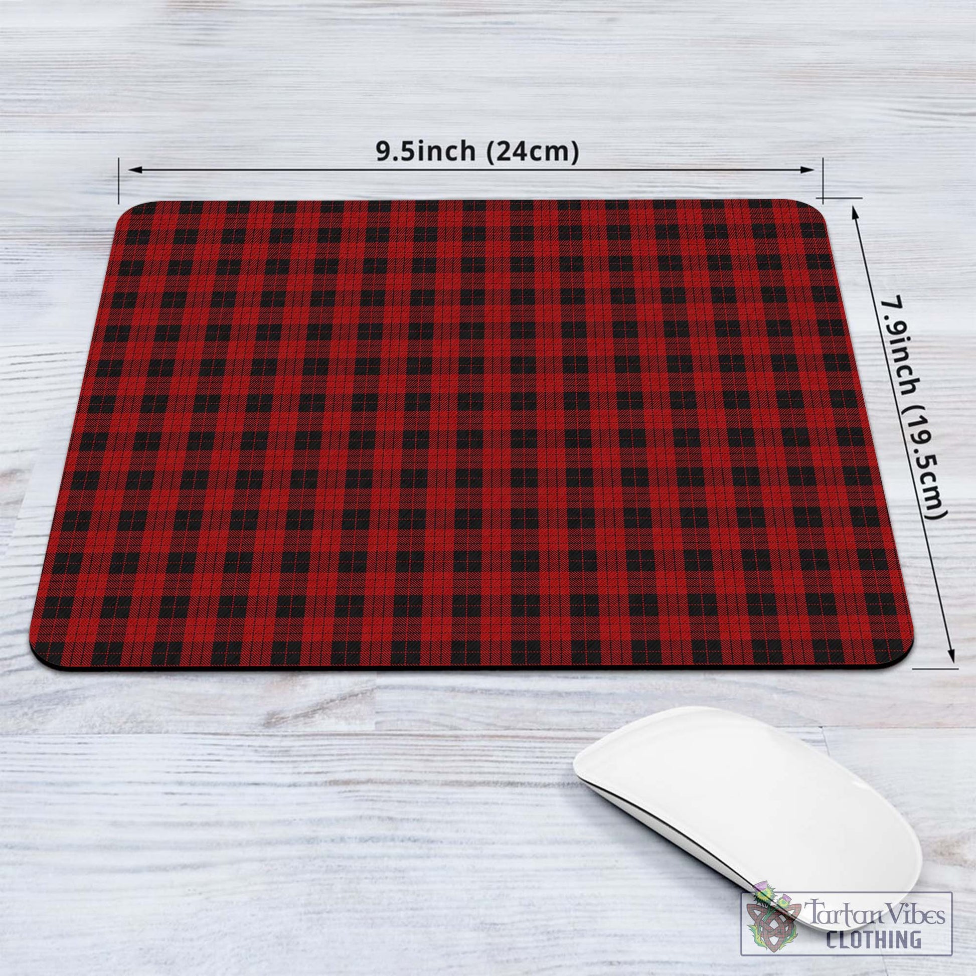 Tartan Vibes Clothing MacLeod Black and Red Tartan Mouse Pad