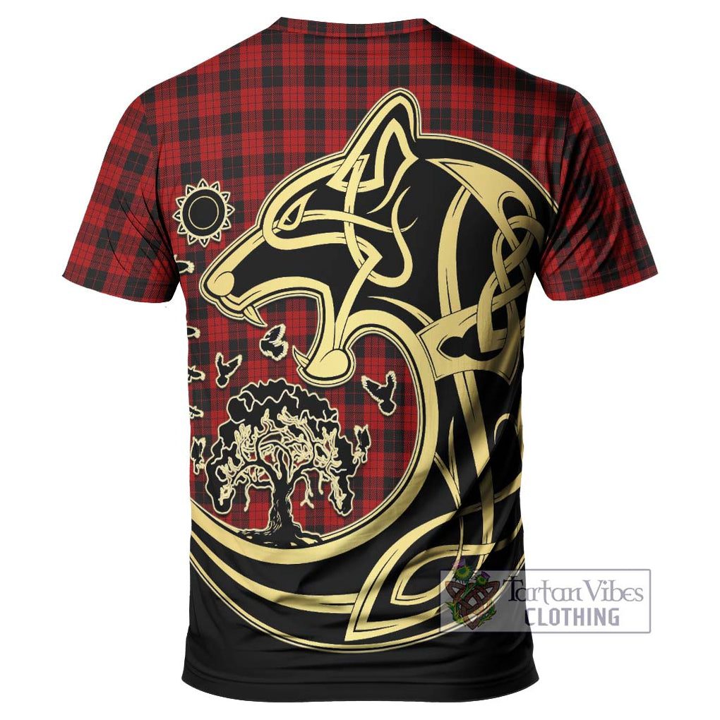 MacLeod Black and Red Tartan T-Shirt with Family Crest Celtic Wolf Style - Tartan Vibes Clothing