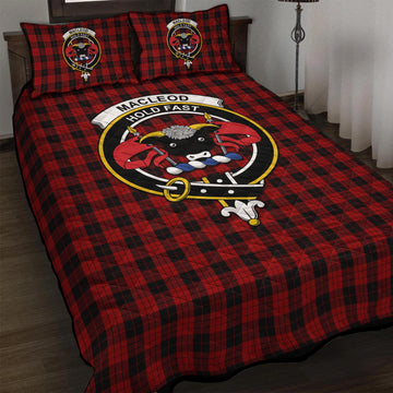 MacLeod Black and Red Tartan Quilt Bed Set with Family Crest