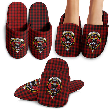 MacLeod Black and Red Tartan Home Slippers with Family Crest