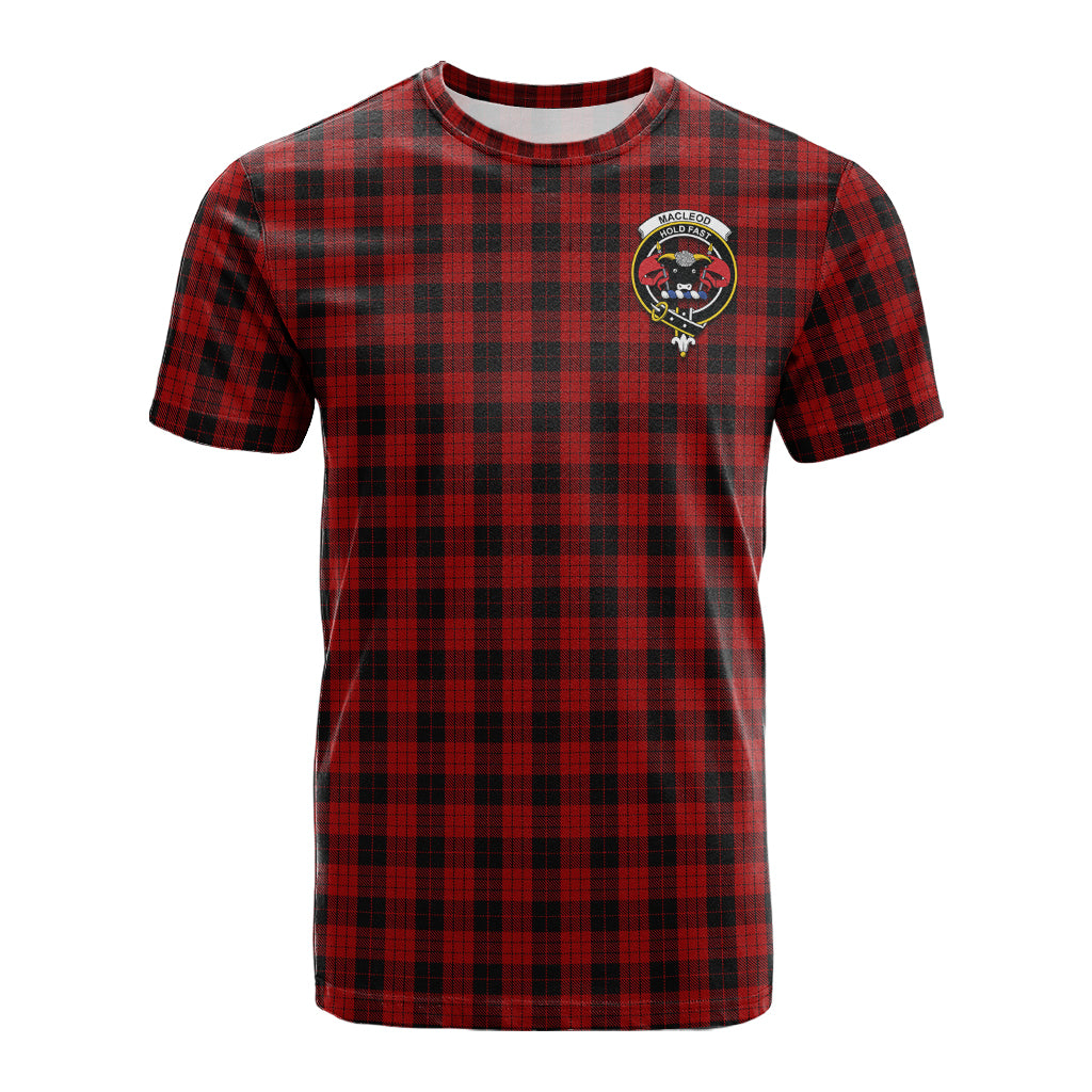 MacLeod Black and Red Tartan T-Shirt with Family Crest - Tartan Vibes Clothing