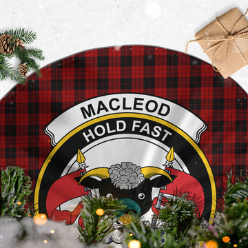 MacLeod Black and Red Tartan Christmas Tree Skirt with Family Crest