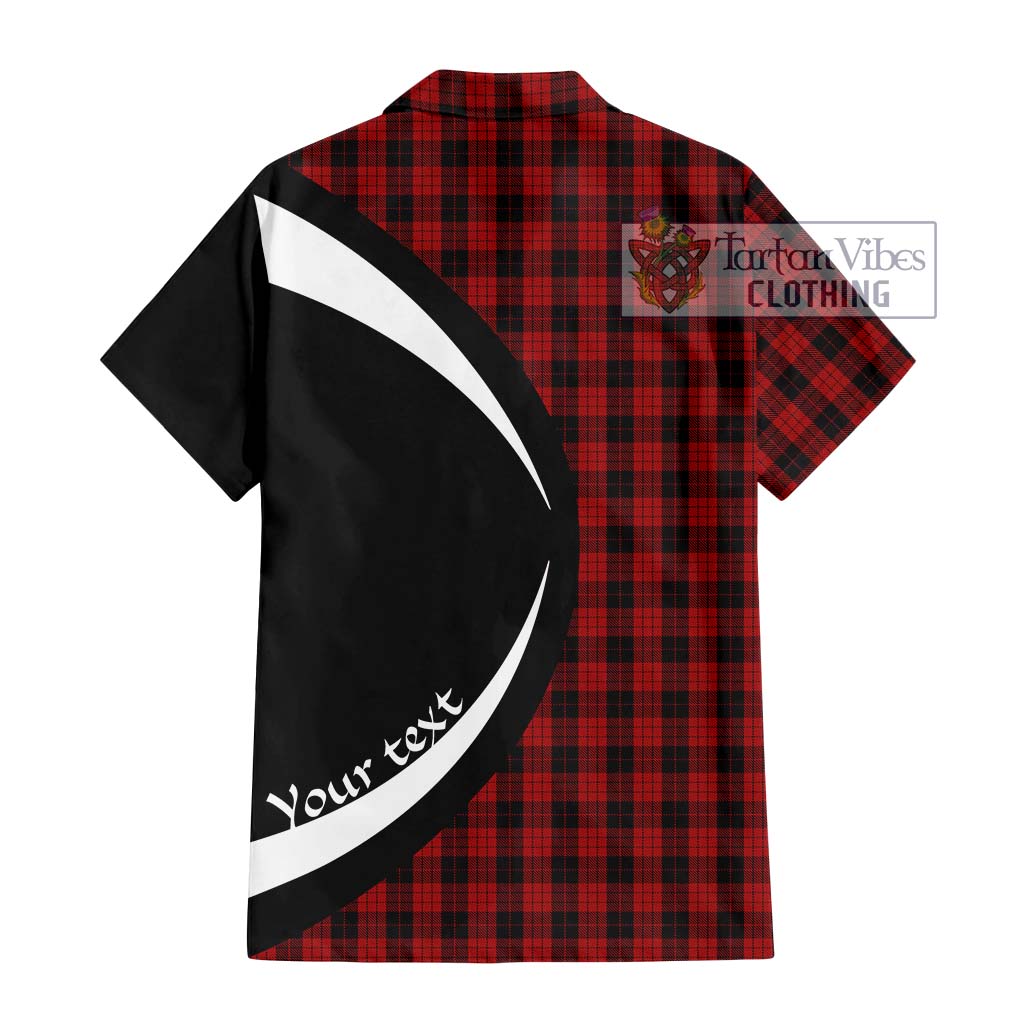 MacLeod Black and Red Tartan Short Sleeve Button Up with Family Crest Circle Style - Tartan Vibes Clothing