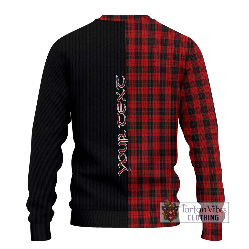 MacLeod Black and Red Tartan Knitted Sweater with Family Crest and Half Of Me Style - Tartanvibesclothing Shop