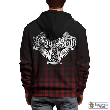 MacLeod Black and Red Tartan Hoodie Featuring Alba Gu Brath Family Crest Celtic Inspired