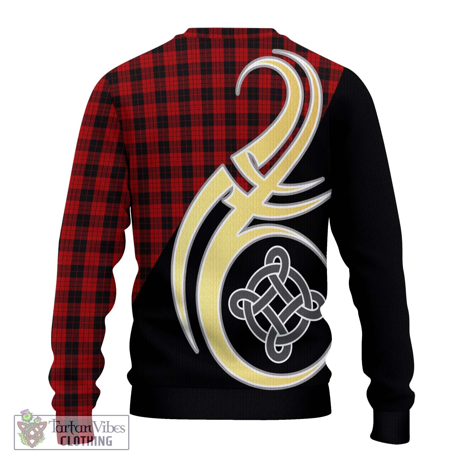 MacLeod Black and Red Tartan Knitted Sweater with Family Crest and Celtic Symbol Style - Tartan Vibes Clothing