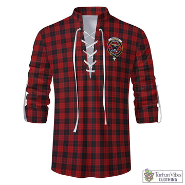 MacLeod Black and Red Tartan Men's Scottish Traditional Jacobite Ghillie Kilt Shirt with Family Crest