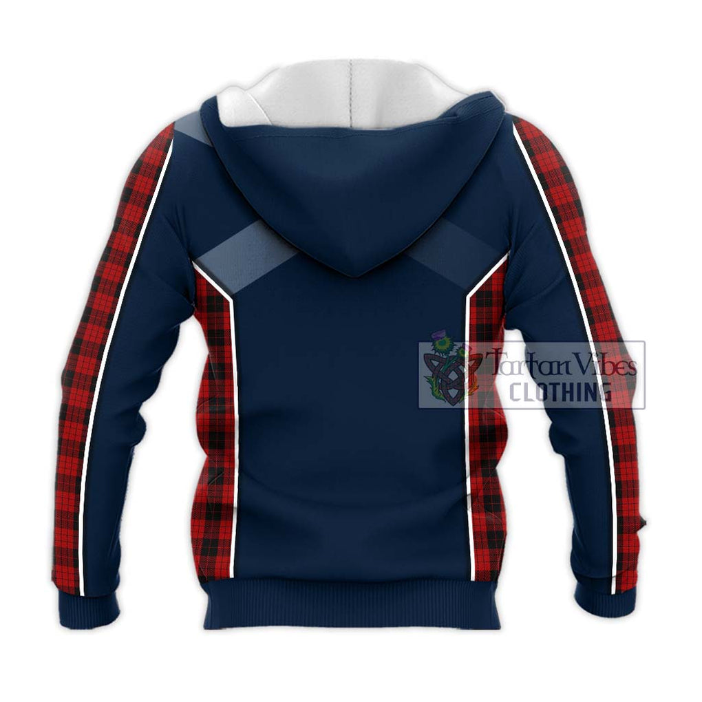 MacLeod Black and Red Tartan Knitted Hoodie with Family Crest and Lion Rampant Vibes Sport Style - Tartan Vibes Clothing