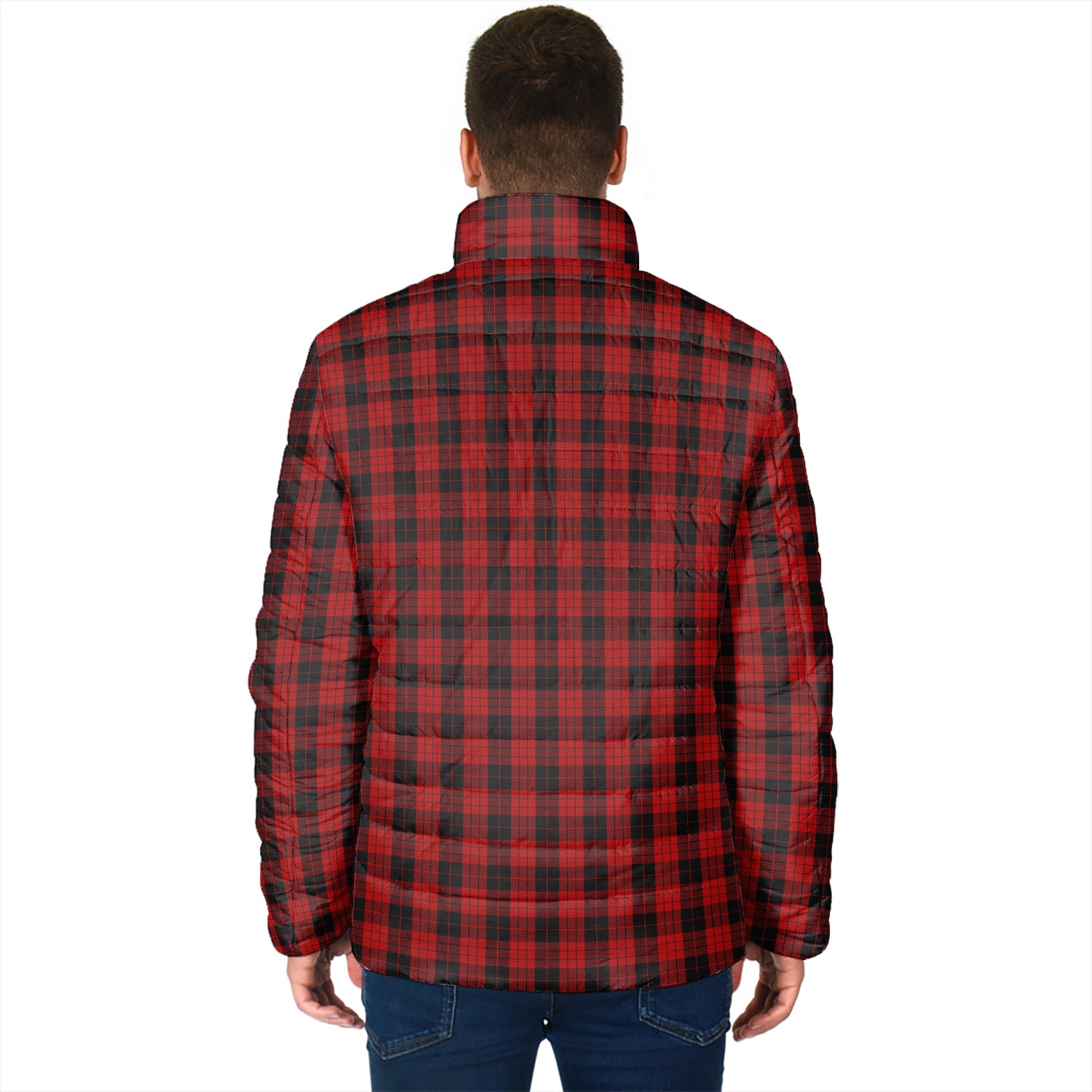 MacLeod Black and Red Tartan Padded Jacket with Family Crest - Tartan Vibes Clothing