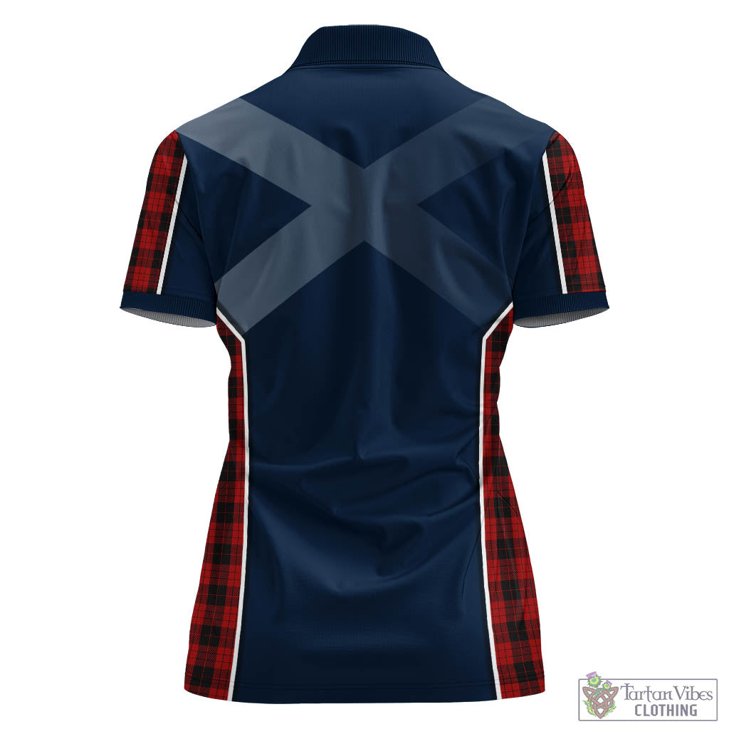 Tartan Vibes Clothing MacLeod Black and Red Tartan Women's Polo Shirt with Family Crest and Scottish Thistle Vibes Sport Style