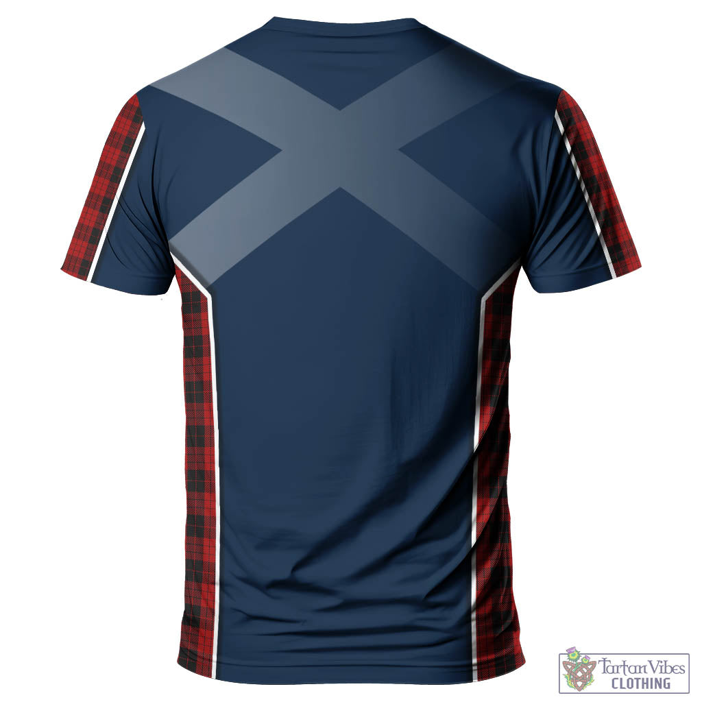 Tartan Vibes Clothing MacLeod Black and Red Tartan T-Shirt with Family Crest and Scottish Thistle Vibes Sport Style